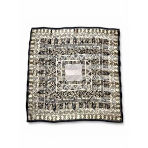 New Ellen Tracy Linda Allard Silk Scarf Gray Geometric Abstract Ethnic Print Vtg